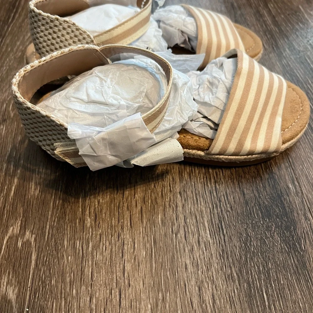 MIA Tan and Cream Sandals with Striped Design